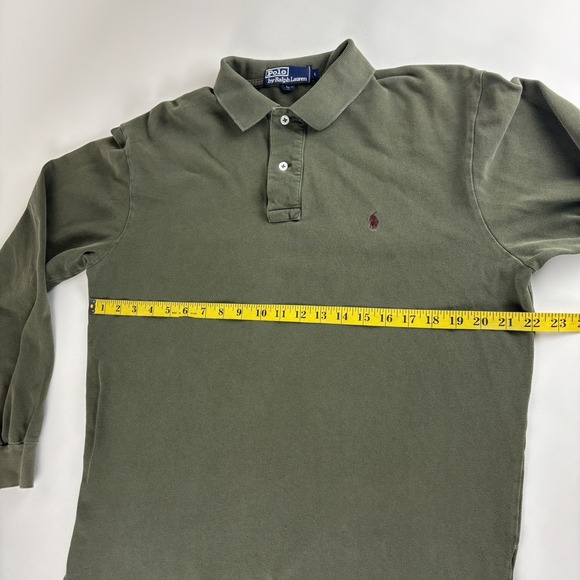 VTG Polo Ralph Lauren Large Cotton Knit Hunter Green Pony Long Sleeve Shirt - Picture 7 of 8